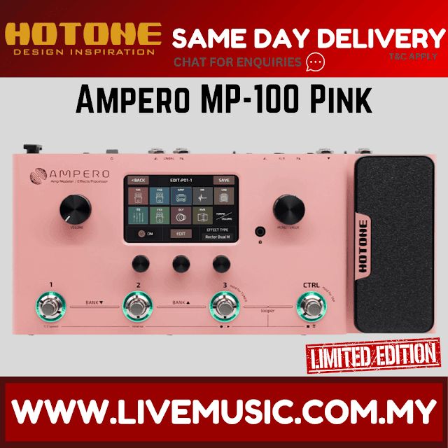 Hotone Limited Edition MP-100 Ampero Multi Effects Pedal - Pink (MP100/MP 100)