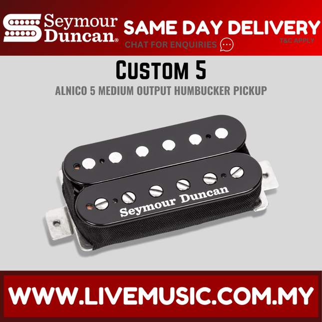 Seymour Duncan SH-14B Custom 5 Humbucker Bridge Pickup, Black (SH14B / SH 14 / SH-14)