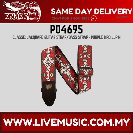 Ernie Ball Jacquard Guitar Strap, Red Trellis