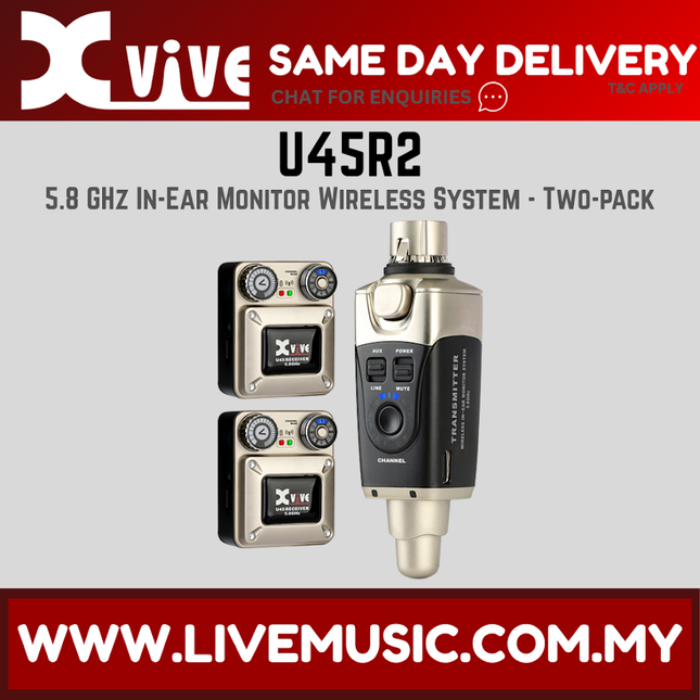 5.8GHz wireless in-ear monitoring system two receivers and transmitter