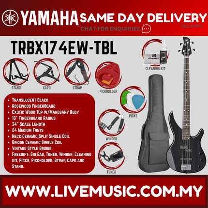Yamaha TRBX174EW 4-string Electric Bass Guitar - ( TRBX 174EW / TRBX-174EW )