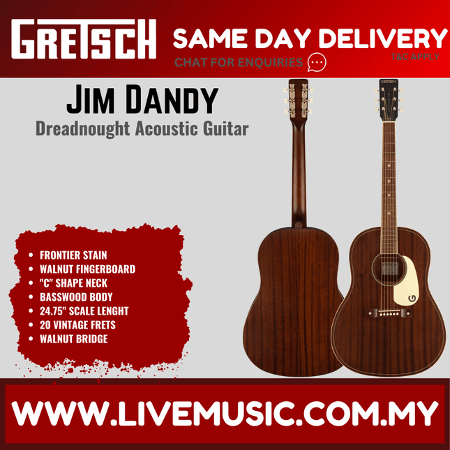 Gretsch Jim Dandy Dreadnought Acoustic Guitar, Frontier Stain