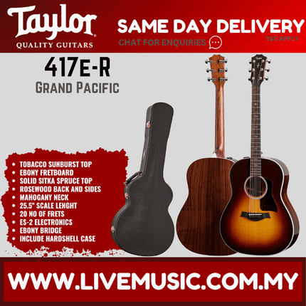 Taylor 417e-R Grand Acoustic Guitar, Tobacco Sunburst Top