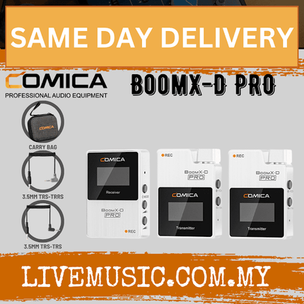 Comica Audio BoomX-D PRO D2 Ultracompact 2-Person Digital Wireless Microphone System/Recorder - Black/White (BoomXDPRO)