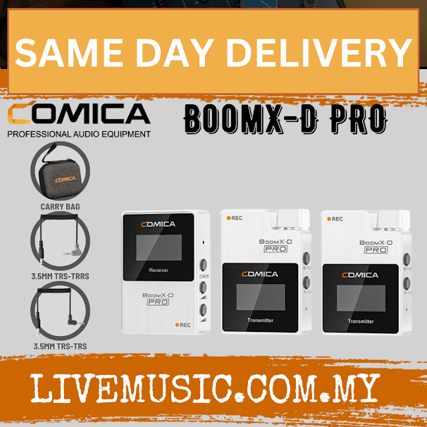 Comica Audio BoomX-D PRO D2 Ultracompact 2-Person Digital Wireless Microphone System/Recorder - Black/White (BoomXDPRO)