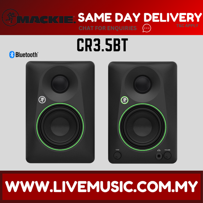 Mackie CR3.5BT 3.5" Powered Studio Monitors With Tone Control and Bluetooth, Pair ( CR35BT CR3.5 )