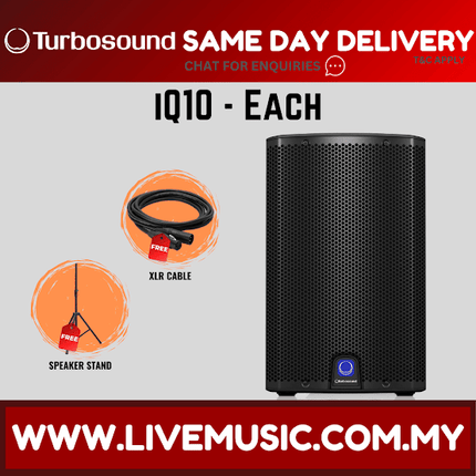 Turbosound iQ10 2500-Watt 10" Powered Speaker w/Wireless Mic, Speaker Stand And Cable - Pair ( iQ-10 / iQ 10 )
