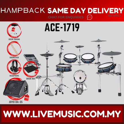 Hampback ACE-1719 Full Mesh Digital Drum Set w/Headphone, Drumstick And Drum Throne - ( ACE1719 ACE 1719 )