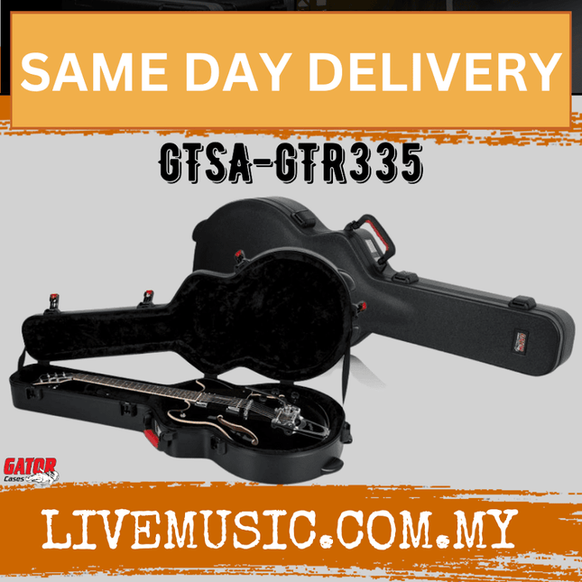 Gator GTSA-GTR335 ATA Molded Guitar Case with TSA Latches for Electric Semi-hollowbody Guitars (GTSAGTR335)
