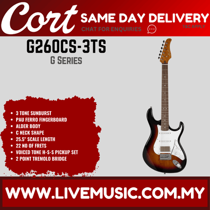 Cort G260CS Electric Guitar Pau Ferro Fretboard with Gig Bag - 3-Tone Sunburst (G-260CS/G 260CS)