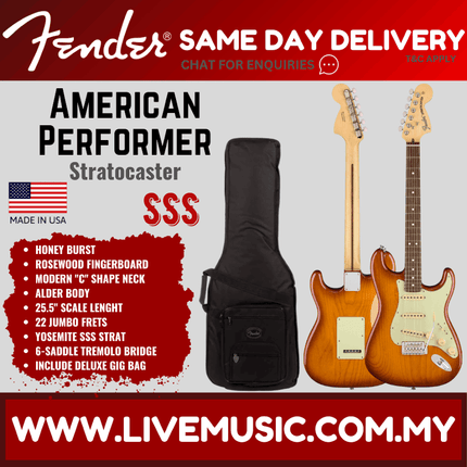 Fender American Performer Stratocaster Electric Guitar, Rosewood Fretboard, Honeyburst