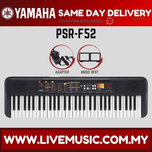 Yamaha PSR-F52 61 Keys Portable Keyboard Electronic Piano with Bench & Accessories ( PSRF52 / PSR F52 )