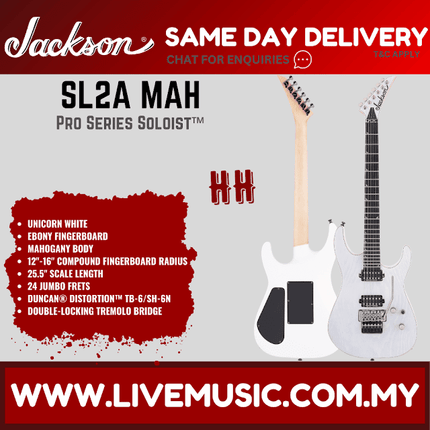 Jackson SL2A MAH Pro Series Soloist Electric Guitar - Unicorn White (SL2-A/SL2 A)