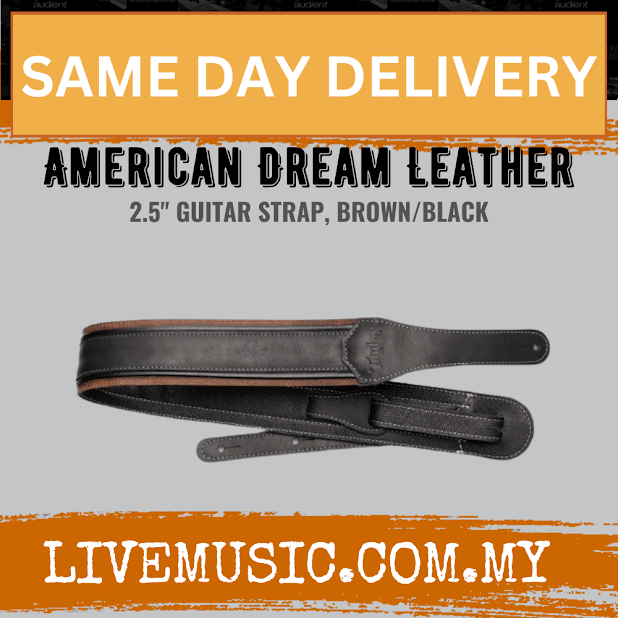 Taylor American Dream Leather Guitar Strap, Brown/Black