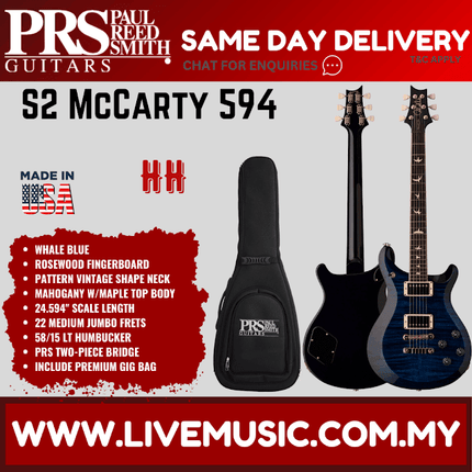 PRS S2 McCarty 594 Electric Guitar with Bag - Whale Blue