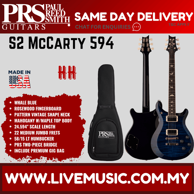 PRS S2 McCarty 594 Electric Guitar with Bag - Whale Blue