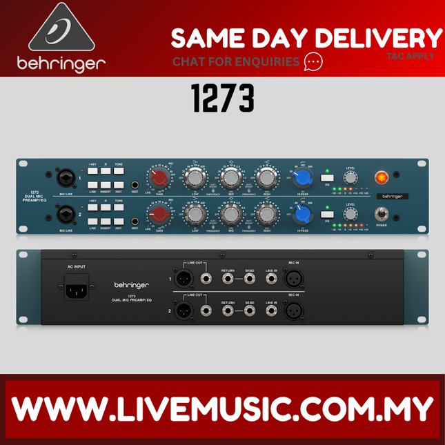 Behringer 1273 2-Channel Microphone Preamp w/ 3-Band Equalizers & Midas Transformers ( 1237 )