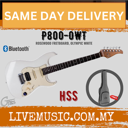 GTRS P800-OWT HSS Series Intelligent Electric Guitar,Rosewood FB-Olympic White
