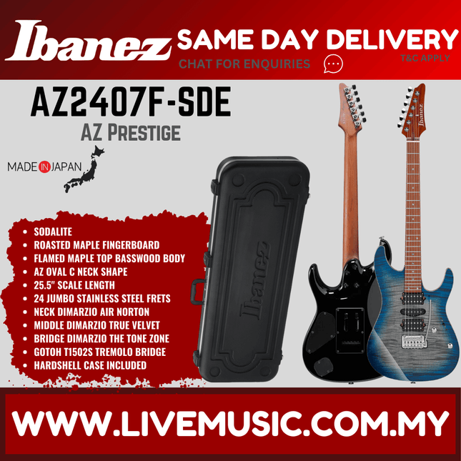 Ibanez AZ2407F-SDE Az Prestige Series Electric Guitar w/Case, Sodalite ( AZ2407F SDE / AZ2407FSDE )