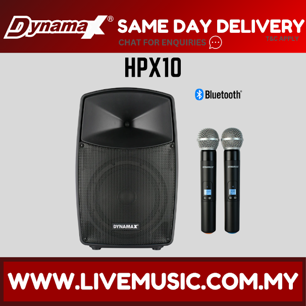 10-inch active portable speaker with two wireless microphones, HPX10, Bluetooth
