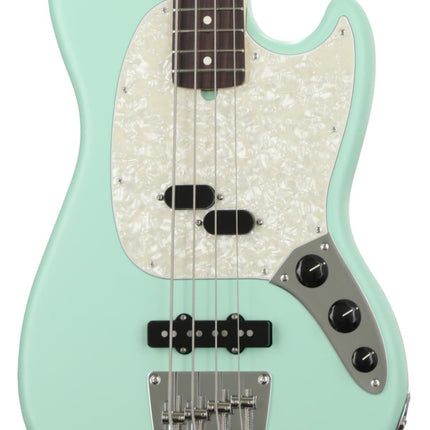 Fender American Performer Mustang Bass Guitar, Rosewood Fretboard with Bag - Satin Seafoam Green