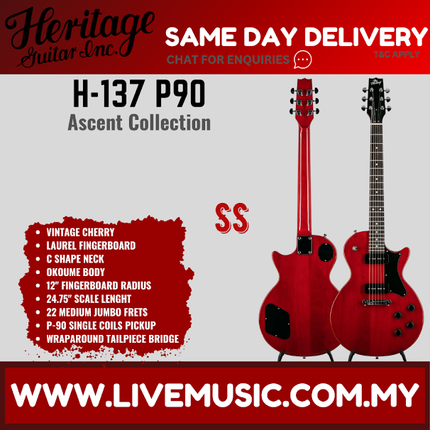 Heritage Ascent Collection H-137 P90 Electric Guitar-Vintage Cherry (H137P90 H 137 P90)