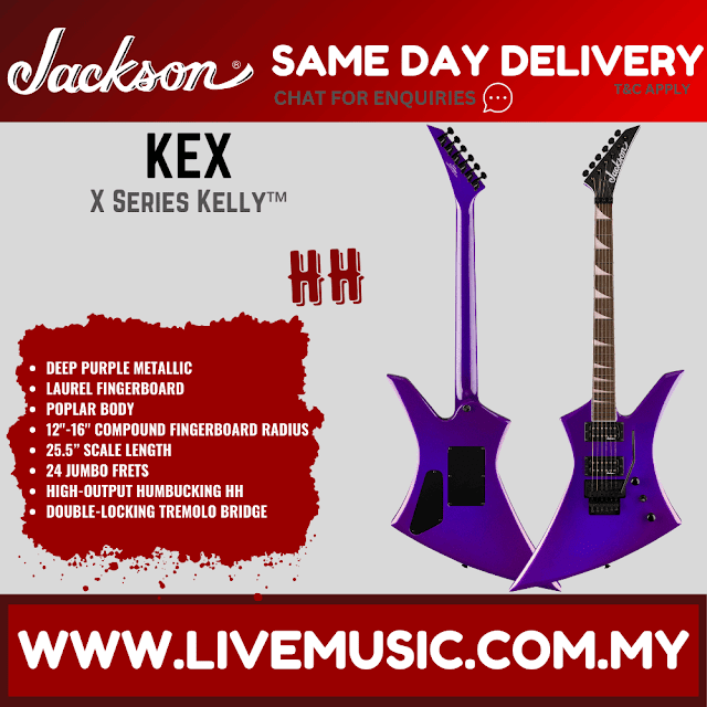 Jackson X Series Kelly KEX Electric Guitar, Laurel FB, Deep Purple Metallic