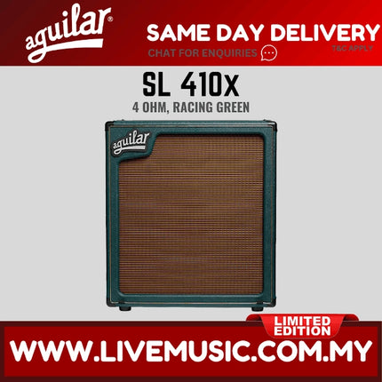 Aguilar Limited SL 410x Speaker Cabinet, 4 ohm, - Racing Green (SL410X SL-410X)