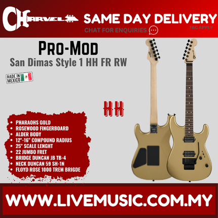 Charvel Pro Mod Plus San Dimas SD1 SRS HH FR Electric Guitar, RW FB, Pharaohs Gold