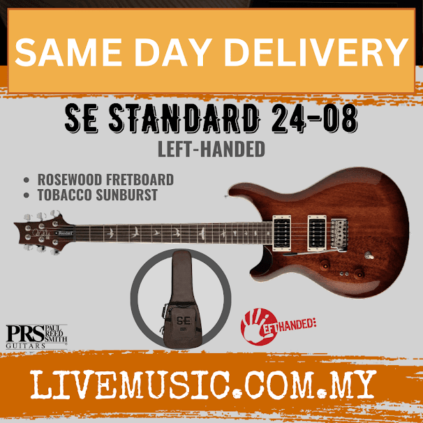 PRS SE Standard 24-08 Left-Handed Electric Guitar, Tobacco Sunburst