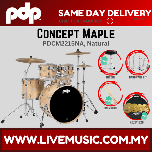 PDP by DW CM5 Concept Maple Shell Pack - 5-piece With KDZ141620 Cymbal Set ( PDCM2215 )