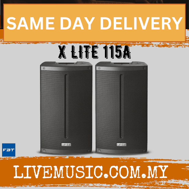 Active loudspeaker cabinets with front grilles and center ports, two units