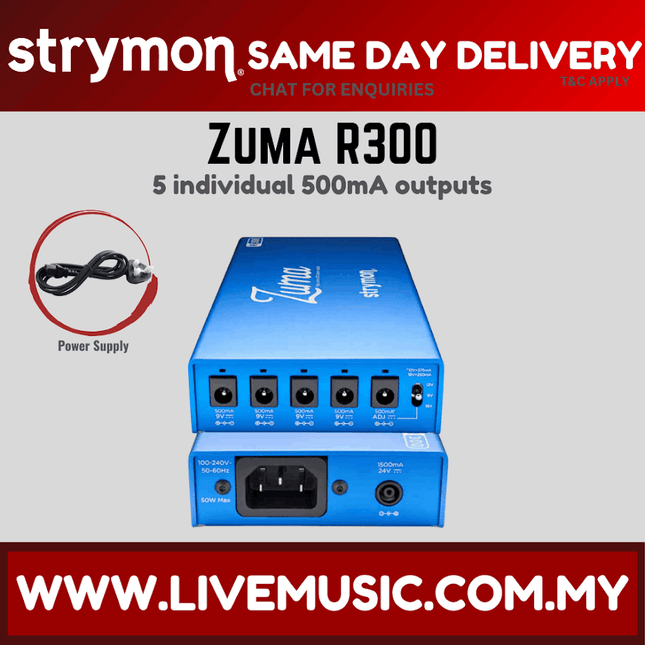 Strymon Zuma R300 Ultra Low Profile High Current DC Power Supply / 5-output Guitar Pedal Power Supply
