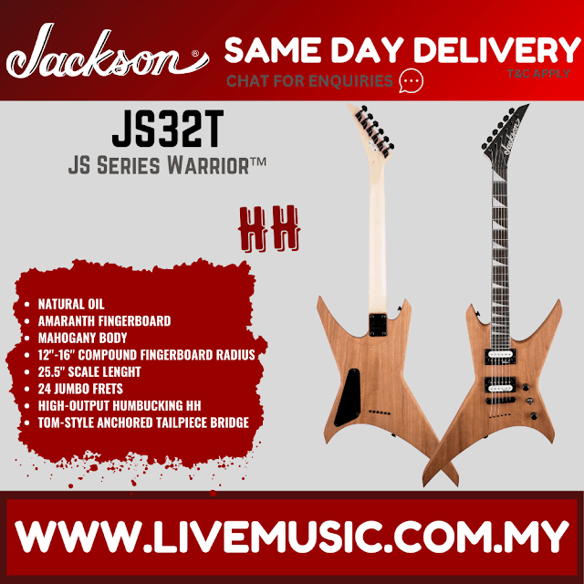 Jackson JS Series Warrior JS32T Electric Guitar, Amaranth FB, Natural Oil