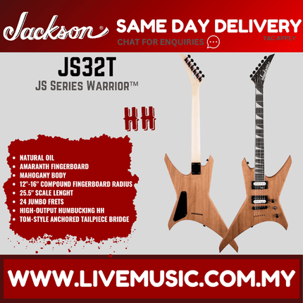 Jackson JS Series Warrior JS32T Electric Guitar, Amaranth FB, Natural Oil