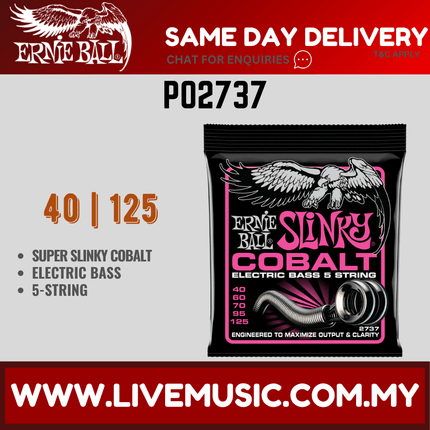 Ernie Ball 2732 Cobalt Regular Slinky Electric Bass Strings, 50-105 Gauge
