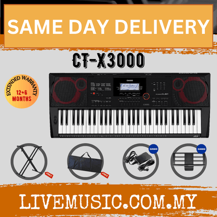 Casio CT-X3000 61-Keys Portable Keyboard with Stand, Bag & Headphone ( CTX3000 / CTX-3000 )