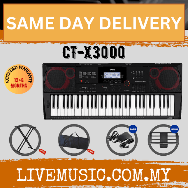 Casio CT-X3000 61-Keys Portable Keyboard with Stand, Bag & Headphone ( CTX3000 / CTX-3000 )