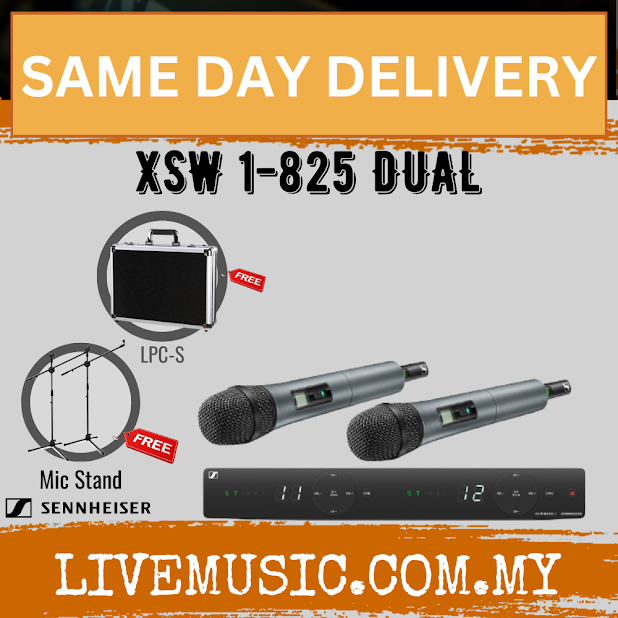 Sennheiser XSW 1-825 Dual Wireless Dual Handheld Microphone System With Microphone Stand (XSW1 825/XSW1825)