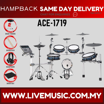 Hampback ACE-1719 Full Mesh Digital Drum Set w/Headphone, Drumstick And Drum Throne - ( ACE1719 ACE 1719 )
