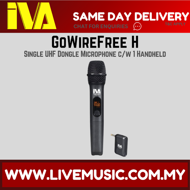 IVA GoWireFree H Single UHF Dongle Microphone c/w 1 handheld mic ( GoWireFreeH / GoWireFree-H )