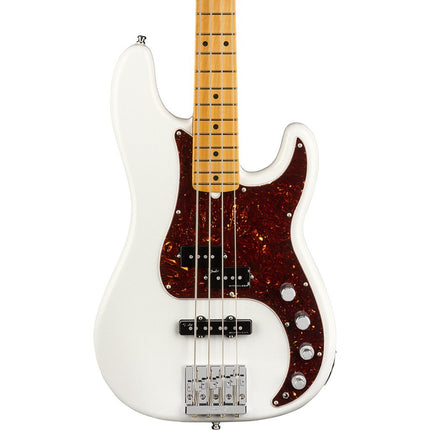 Fender American Ultra Precision Bass Guitar, Maple Fretboard with Case - Arctic Pearl