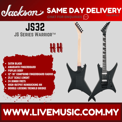 Jackson JS32 Warrior - JS Series Electric Guitar with Floyd Rose - Satin Black (JS-32/JS 32-Warrior)