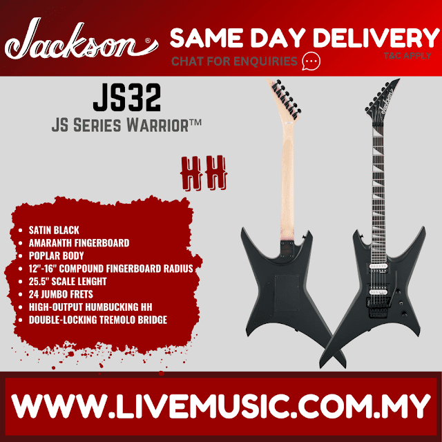 Jackson JS32 Warrior - JS Series Electric Guitar with Floyd Rose - Satin Black (JS-32/JS 32-Warrior)