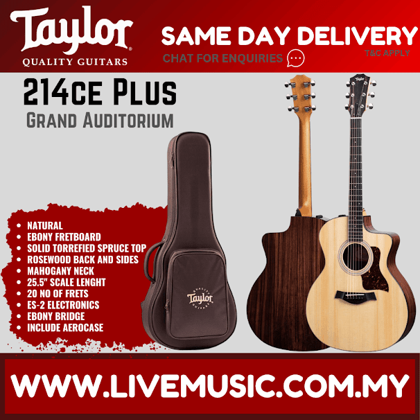 Taylor 214ce Plus Rosewood/Spruce Grand Auditorium Acoustic Guitar with Aerocase - Natural