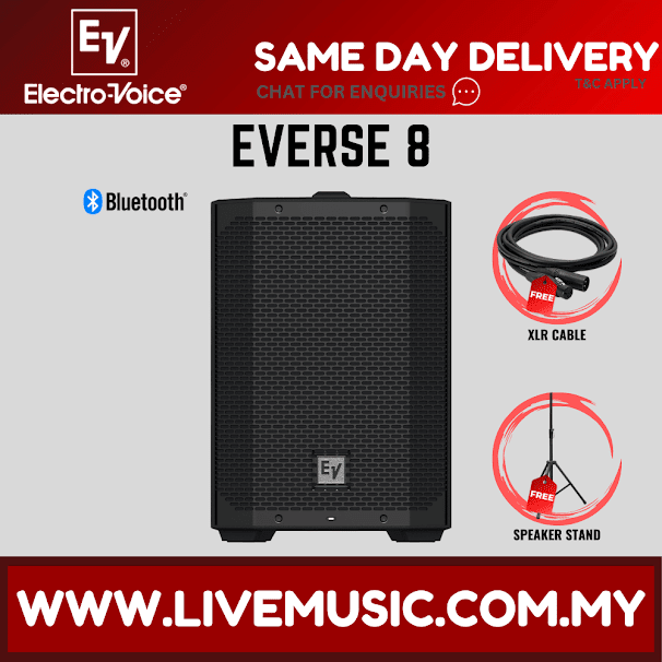 EV Electro-Voice EVERSE8-BK 2-way Weatherized battery powered speaker with Bluetooth - Black ( EVERSE 8 / EVERSE8 )