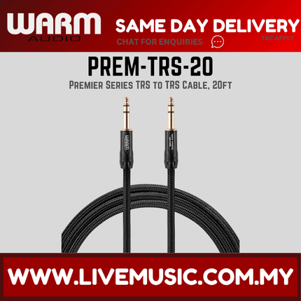 Warm Audio Premier Series TRS to TRS Cable, 20ft ( PREM-TRS-20 PREMTRS20 )