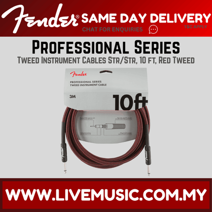 Fender Professional Series Instrument Cable, 10ft - Red Tweed