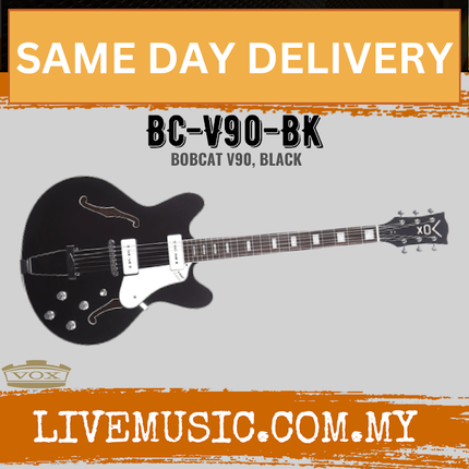VOX BC-V90-BK BOBCAT V90 Semi-Hollow Body Electric Guitar - Black ( BC V90 BK / BCV90BK )