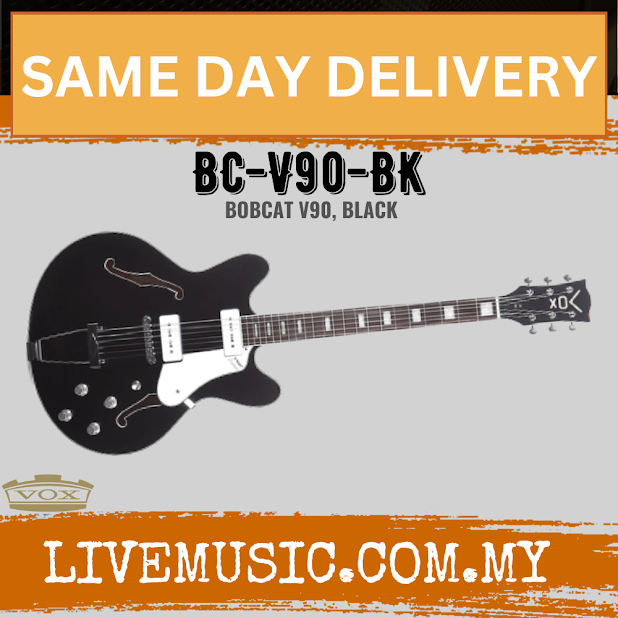 VOX BC-V90-BK BOBCAT V90 Semi-Hollow Body Electric Guitar - Black ( BC V90 BK / BCV90BK )